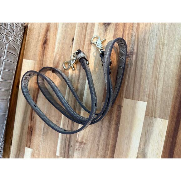 Brahmin Satchel Snake Skin Pattern Leather Bag Purse Gray Tan - Picture 7 of 9